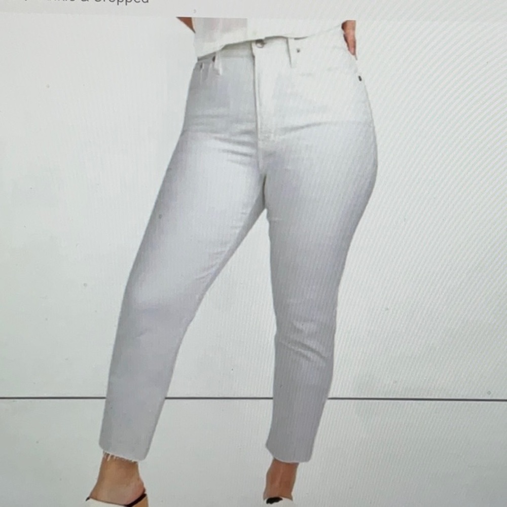 Madewell Perfect Vintage Crop White Jeans Raw Hem High Rise 32